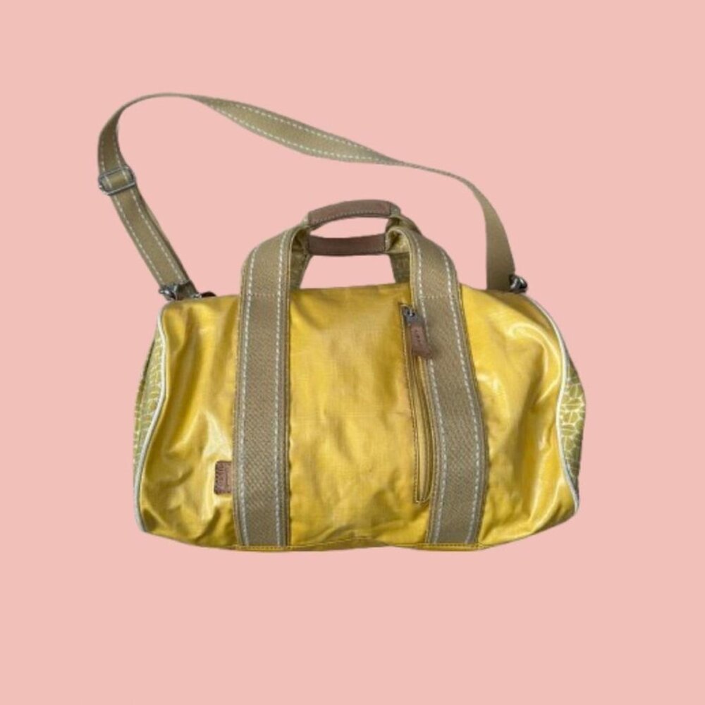 High-quality Fossil Key-Per bowling bag yellow coated canvas